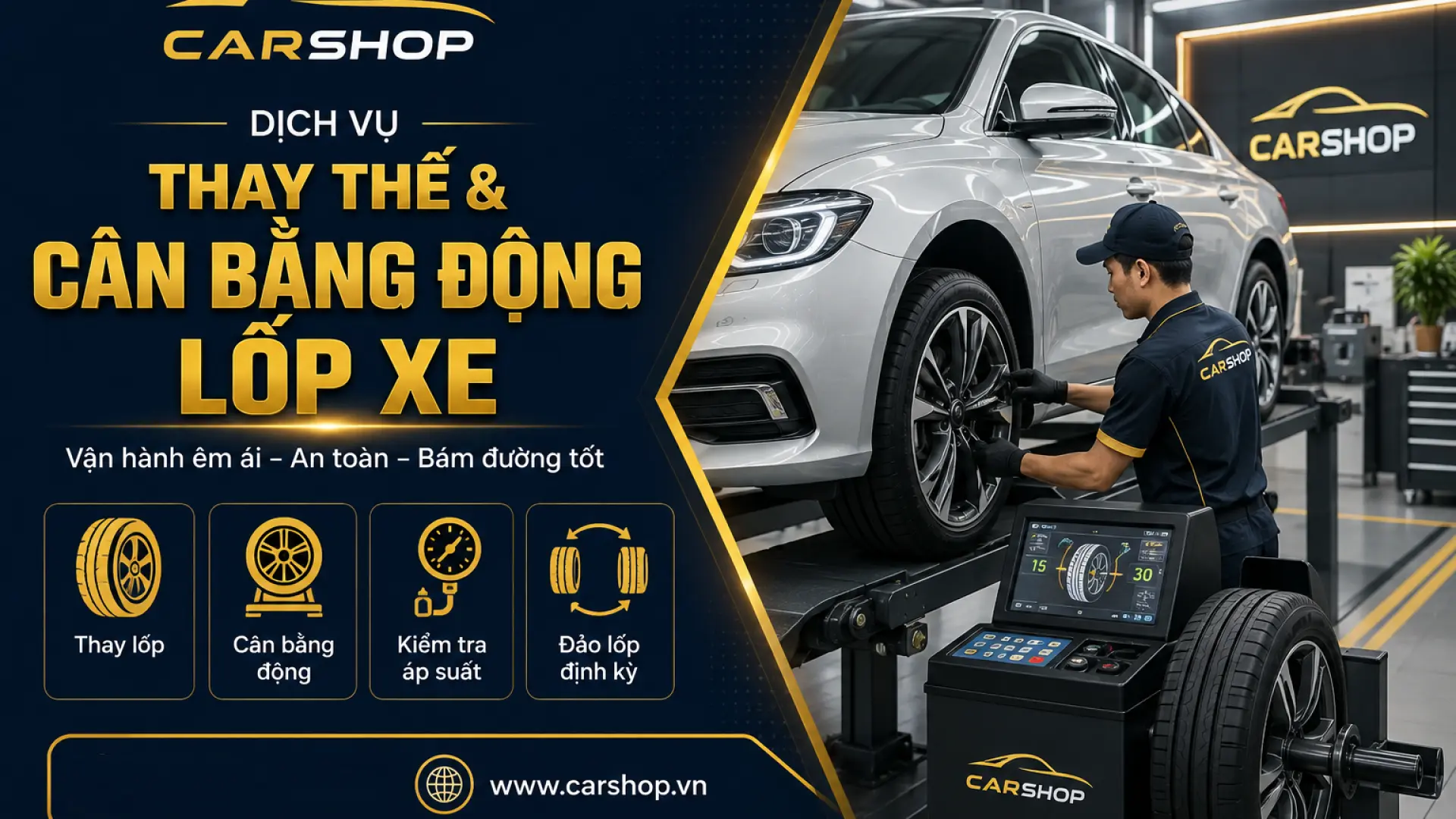 Thay thế và cân bằng động lốp xe