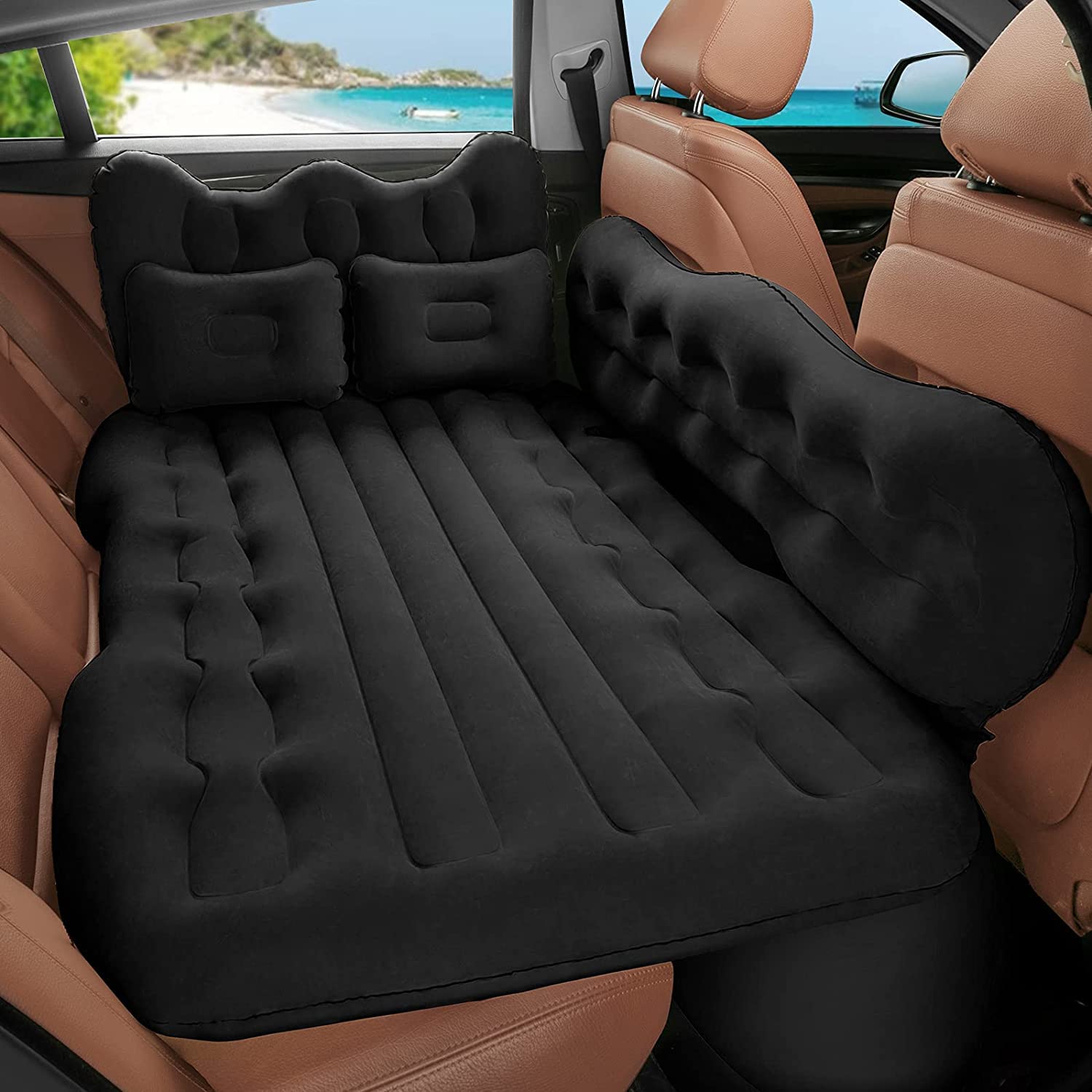 Amazon.com: SINYWON Car Air Mattress Inflatable Bed for Car, Backseat Car Air Mattress Sleeping, SUV Camping Luxury Upgrade Side File with Air Pump fits SUV/Sedan/Minivan – Black : Automotive